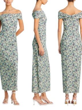 Derek Lam 10 Crosby Nanette Dress S Off Shoulder Floral Maxi Bodycon